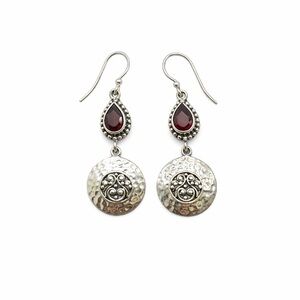 S925 Garnet Dangle Earrings